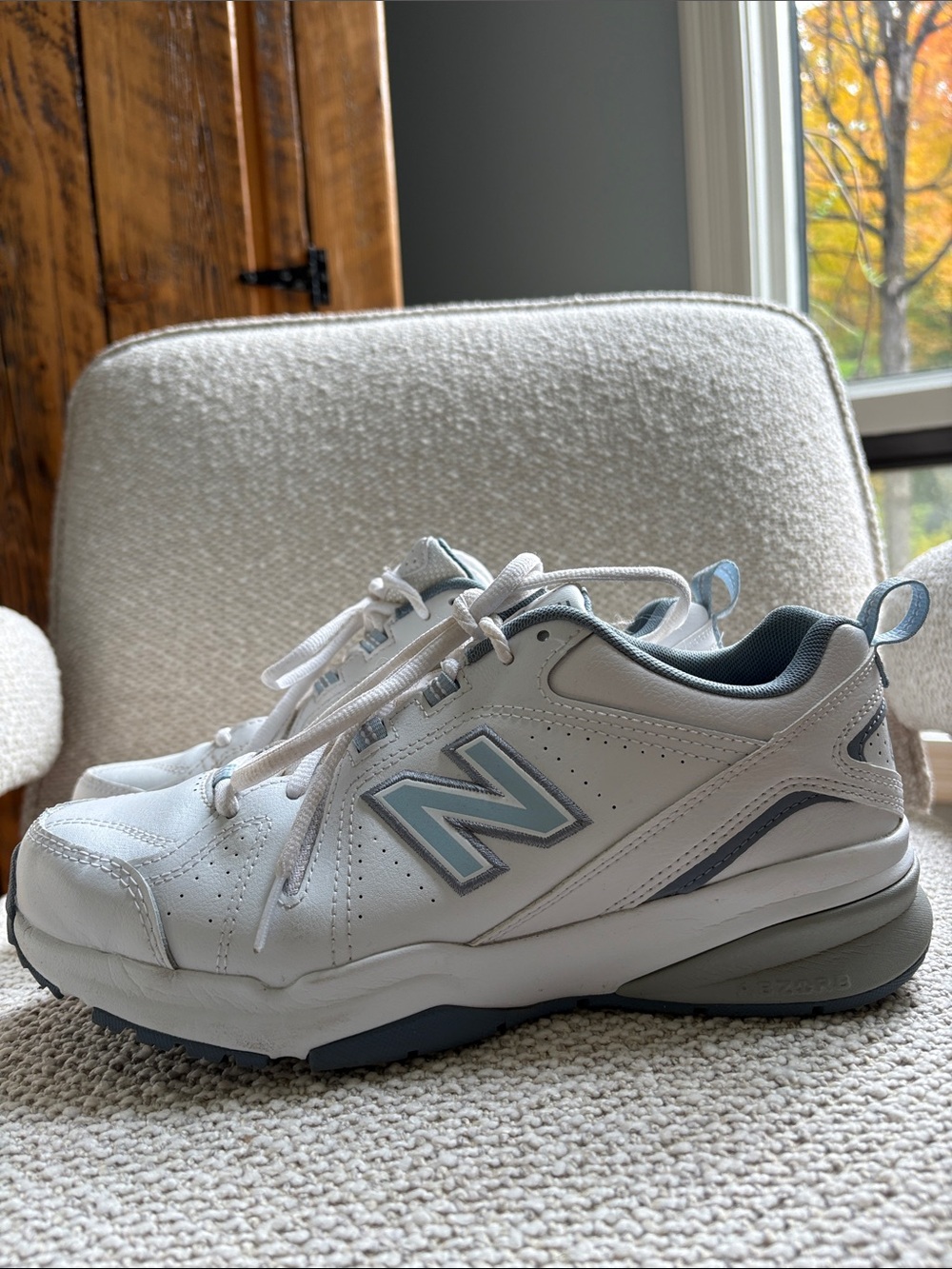New Balance 608 V5 Sneakers – White / Dusty Blue – Women’s Size 8.5